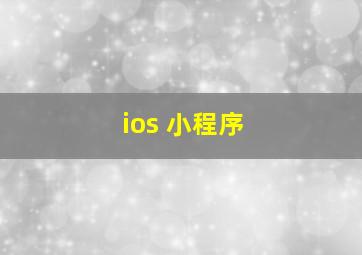 ios 小程序